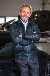 Leather jacket Jacky Ickx "Jacky" navy blue Men